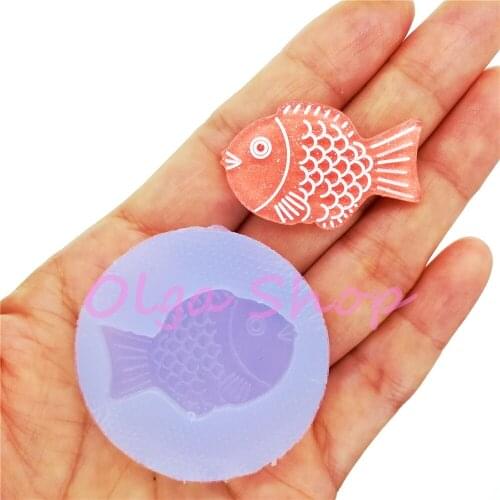 DYL873 Kawaii Fish Silicone Mold Resin Art Earrings Necklace Pendant Making Fondant Decorating FOOD SAFE 35.2mm x 22.5mm
