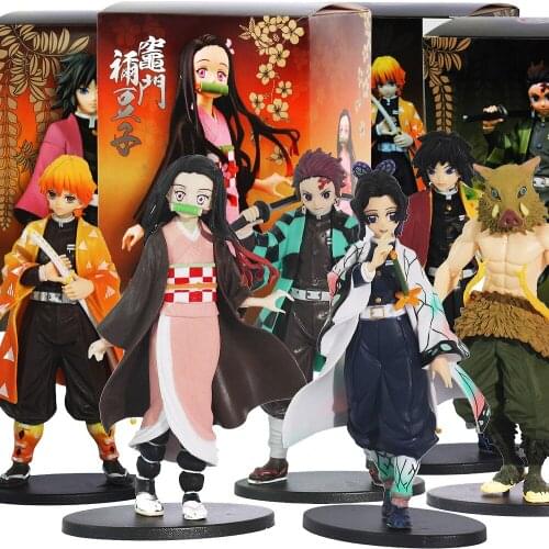 16CM Action Figure Demon Slayer Kimetsu No Yaiba Action Figure Kamado Tanjirou Nezuko PVC Model Toy Zenitsu Figurine Inosuke