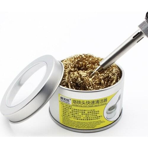 Electric Iron Cleaner Soldering Iron Tip Cleaner With Brass Wire Sponge No Water Needed Cleaning Tools #3F14