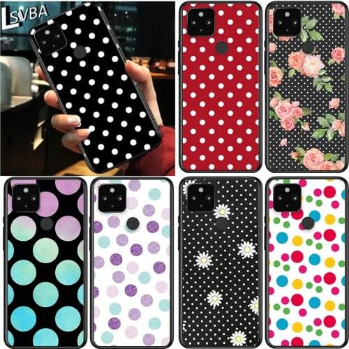 Polka Dots Shockproof Cover for Google Pixel 5 4 4A XL 5G Black Phone Case Shell Soft Fundas Coque Capa