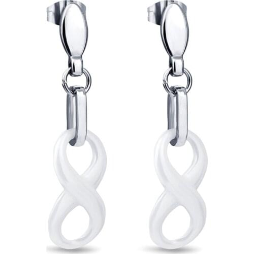 2021 Hot Sale Europe Fashion Jewelry Crystal from Swarovskis Shaped 8 Ceramic Titanium steel earrings Fit Women and female