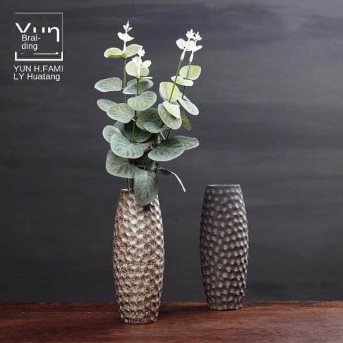 Coarse Pottery Vase Zen Vase Vintage Vase Dried Flowers Floral Ceramic Ornaments Small Number Ceramic Vase ceramic planter pot