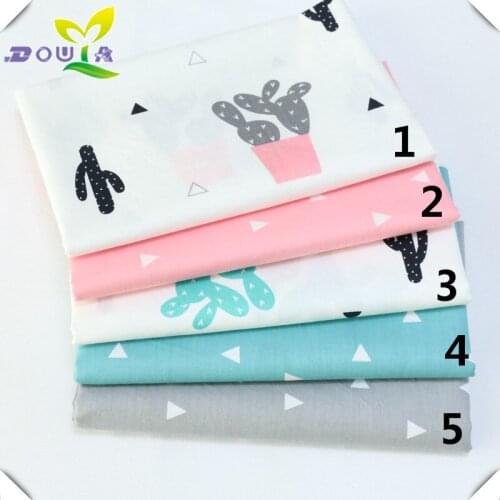 Pure cotton cartoon cactus triangular AB printing fabric baby pure cotton cloth cover cotton quilt cloth