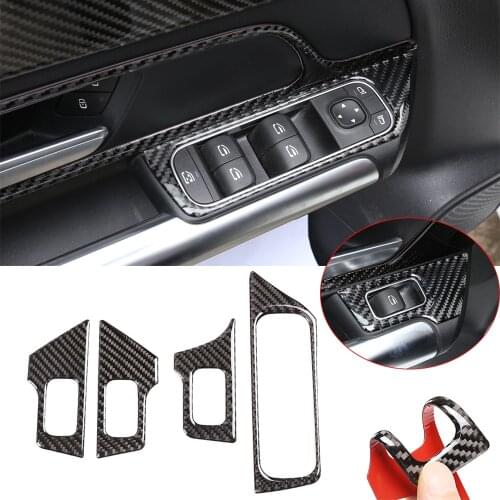 Fit for Mercedes Benz B GLB Class W247 X247 19-2020 Carbon Fiber Window Lift Switch Button Decoration Trim Interior Accessories