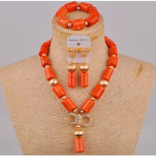 African Wedding Beads Nigerian Coral Jewelry Set 1C-D02