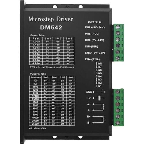 1pcs DM542 Stepper Motor Controller 2-phase Digital Stepper Motor Driver 24-50 VDC Max. 4.2A for35 42 57 60 Series Motor
