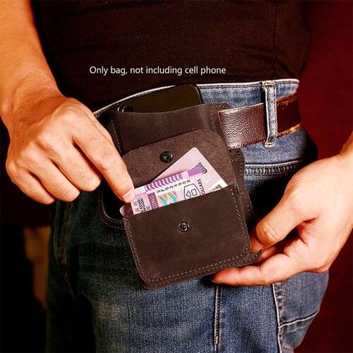 Crazy Horse Leather Cellphone Belt Waist Bag EDC Vintage Mobile Phone Cover Case Camping Hunting Cellphone Holster