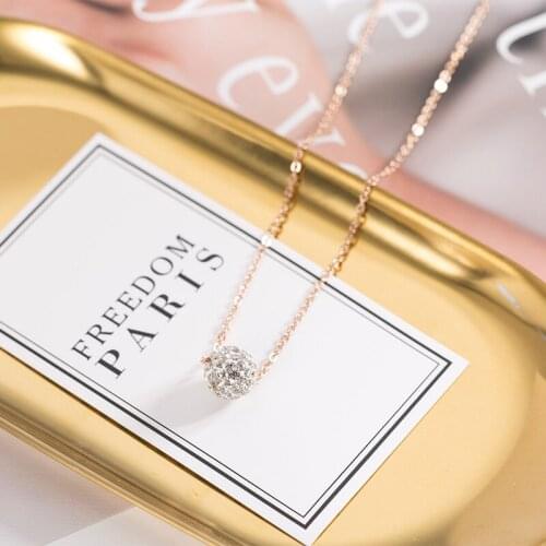 YUN RUO Rose Gold Color Micro Pave Zircon Round Pendant Necklace Chic Titanium Steel Woman Jewelry Gift Never Fade Drop Shipping