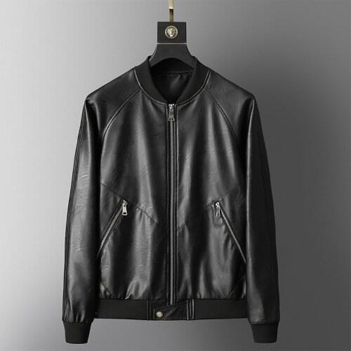 Men Autumn and winter New Motorcycle Causal Vintage Leather Jacket Coat Men Autumn Outfit Fashion Biker Pocket Design PU Leather