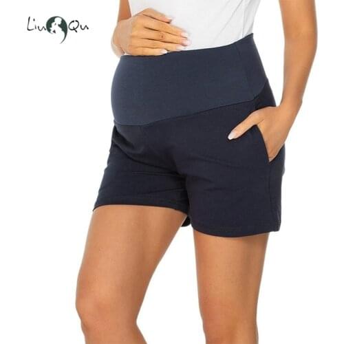 Maternity Summer Shorts High Waist Pants for Pregnancy Pregnant Elastic Waist Shorts with Pocket Maternity Casual Sports Pants
