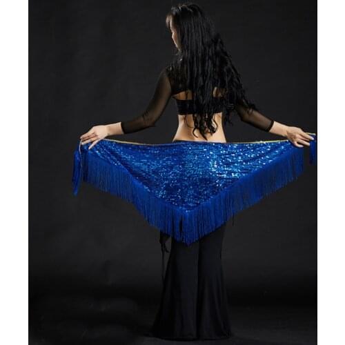 2019 Hot Belly Dance Costume Triangle Hip Scarf Sequin Fringe Tassels Belt Belly Dance Hip Mermaid Hip Towel 10 Colors