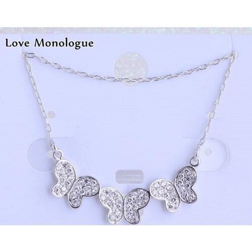 Love Monologue Elegant Butterfly White Cubic Zirconia Small Choker Necklace Pendants For Womens Jewelry X0537 Length 45CM