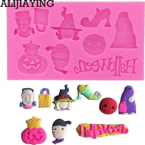 M0004 Halloween Pumpkin Witch Hat Fondant Silicone Mold Chocolate Cake Decorating tools cake Mould