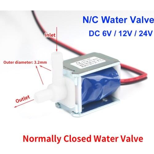 1pcs DC 6V /12V /24V Micro Electric Solenoid Valve N/C Normally Closed Mini Water Air Valve Miniature Vent Valve Garden Watering