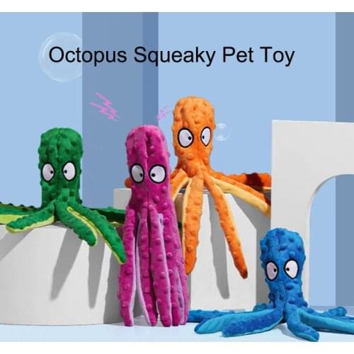 Cute 8 Legs Octopus Soft Plush Dog Toys Squeaky Interactive Toy for Small Middle Dogs Cats Sounding Paper Chew Tooth Clean Toys
