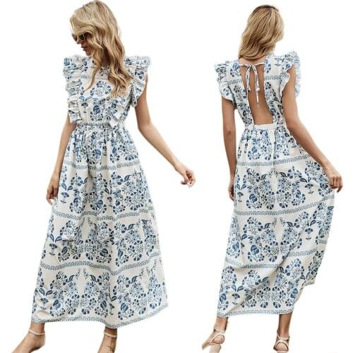 Fashion Womens Summer Boho Maxi Dress Clubwear Party Beach Holiday Sundress Flower Long Casual Dresses Vestidos