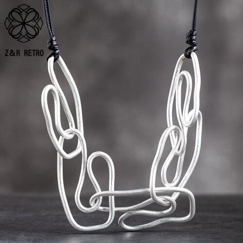 Trendy Geometric Leather Rope Necklaces Womens Neck Chokers Statement Fashion Suspension Jewelry Female Decoration Accessories