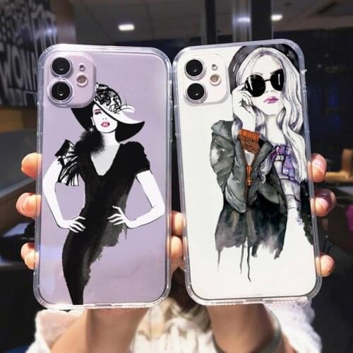 Zororong Illustrator Fashion girls Phone Case For iPhone 12 Mini 11 Pro XS Max X XR 7 8 Plus