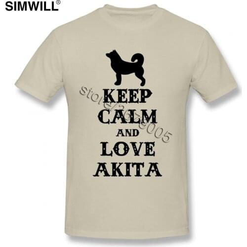 Keep Calm And Love Akita Tee Men 1980s Dog Tees Shirts Crew Cheap Branded Clothing Valentines Day T Shirt