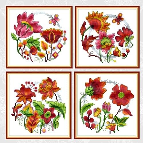 Joy Sunday Circular Flower series Painting Counted 11CT 14CT Cross Stitch Set Home Decor DIY Cross-Stitch Embroidery Kit