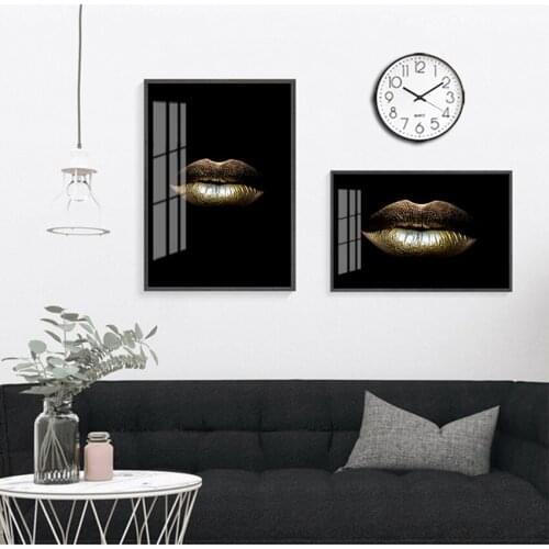 Wall Artwork Modern Bedroom Framework Modular Pictures Canvas Nordic Painting Prints Gold Lips Gradient Sexy Home Decor Posters