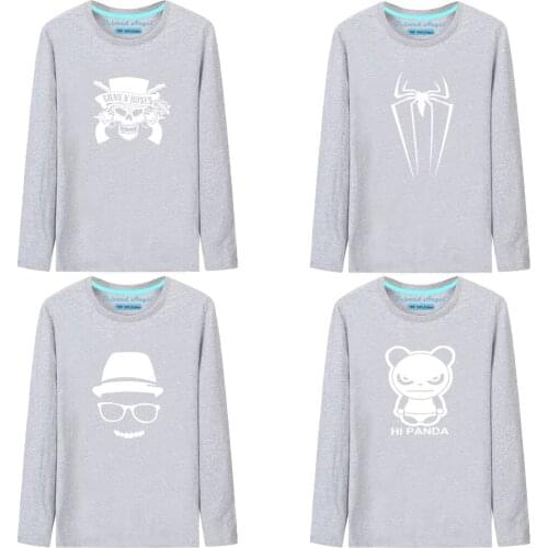 New Fashion Kids Boys T Shirt Funny Luminous Printed Tee Shirts Toddler Girls Tops Baby T-shirts Long Sleeve Children Clothing