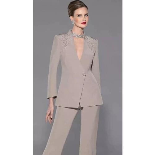 New Arrival 2020 Mother Of The Bride Two-Piece Mother Of Bride Pant Suit Wedding Mothers Groom Dress Long Sleeve Guest Dress