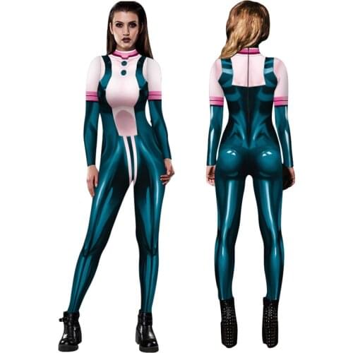 Ochaco Uraraka Cosplay Zentai My Hero Academia Cosplay Costumes Asui Tsuyu Cosplay 3D Style Jumpsuit Women Halloween Costumes