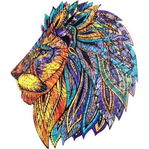 Wooden Puzzle For Adults Children DIY Mysterious lion Puzzles Each Piece Is Animal Shaped Christmas Gift Wooden Jigsaw Puzzle