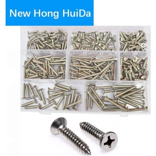 Phillips Flat Head Self Tapping Screw Cross Recessed Thread Metric Countersunk Bolts Assortment Kit 304Stainless Steel #6 #8 #10