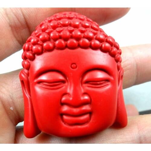 Natural stone Quartz crystal Chinese Red Organic Cinnabar carve Buddha pendant for diy Jewelry making necklace A10