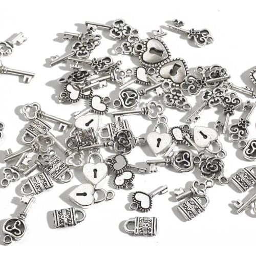 20-30pcs/bag Small Keys Charms Vintage Plating Ancient Zinc Alloy Fine Trendy Pendant Charms Making