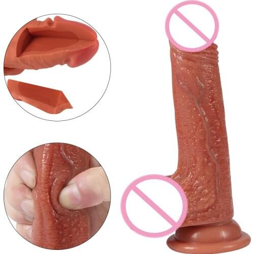 Lifelike Realistic Silicone Dildos two layer Touch feeling Soft Penis Big Dildo gans With Suction Cup Sex Toys for Woman Cock