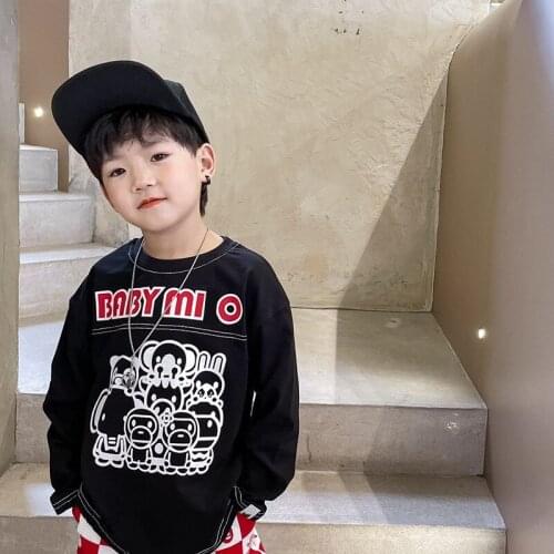New Kids Boy Girls Cartoon Green Black Animal Zoo Pattern Hip Hop Tops Long Sleeve Shirt Casual Shirts Clothes