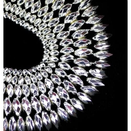 YHBZRET Silver Faceted Hematite Natural Stone Spacer 3/4/6/8/10mm Flat Round Loose beads Jewelry Making bracelets necklace DIY