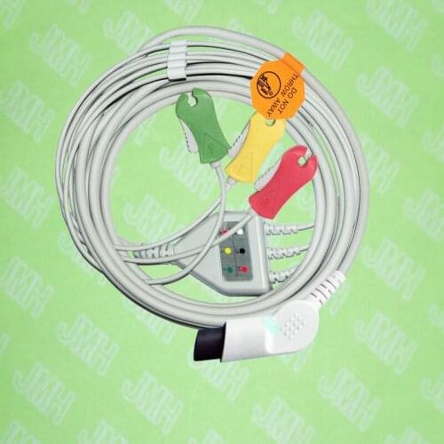 Compatible BCI,CSI,GE,Nellcor,Nihon Kohden and HP ECG Machine the one-piece 3 lead cable and clip leadwire,IEC or AHA,bent 6pin
