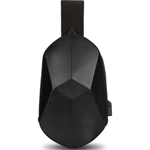 SUUTOOP Men Multifunction PVC Shoulder Bag Polyhedron USB Crossbody Bag Travel Sling Bag Pack Messenger Pack Chest Bag For Male