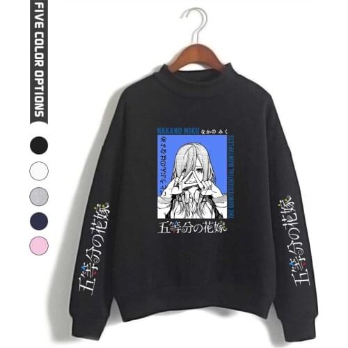 Hot Black Comic The Quintessential Quintuplets Turtleneck Sweater Men Women Autumn Hip Hop Sweatshirts Boys Girls Pullovers