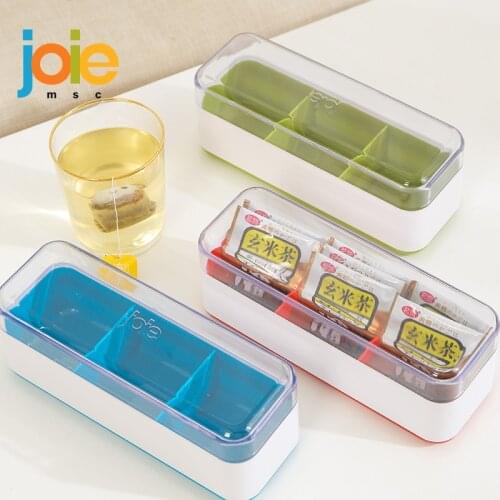 Joie 3/6 Compartments Plastic Tea Box Coffee Tea Bag Storage Holder Organizer For Kitchen Cabinets Home Sugar Packet Container