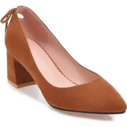 The spring of 2018 after pointed mouth shallow thick with high to set foot bowknot joker 33 1831-45 womens shoes