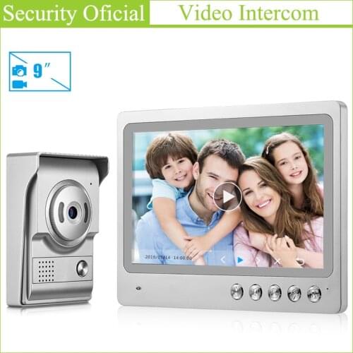 9 Inches TFT LCD Color Touch Screen Home Security Video Door Phone Intercom System Wired Night Vision Door Camera Video Doorbell