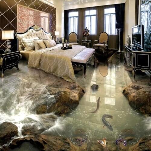 Wellyu Seaside Sand River Living Room Bathroom 3D Flooring Tile Custom Large Mural Flooring Stickers papel de parede