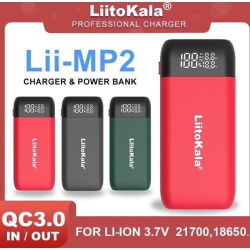 LiitoKala Lii-MP2 18650 21700 Charger&Power Bank QC3.0 Input/Output Digital Display