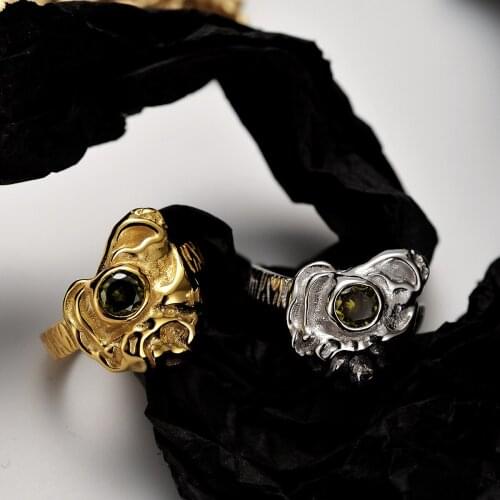 Lispector 925 Sterling Silver Luxury Irregular Texture Peridot Rings for Women Korean Flower Crystal Ring Party Statment Jewelry