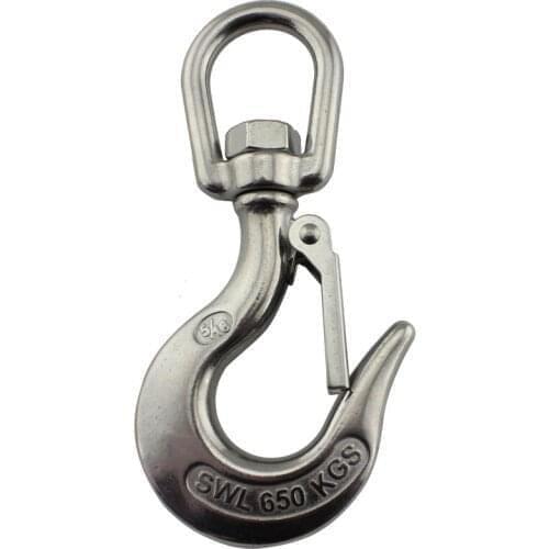 1/2 Inch, 2 pieces per lot/pack, Safety Working Load 1.5 Ton, Stainless Steel Swivel Snap Cargo Hook