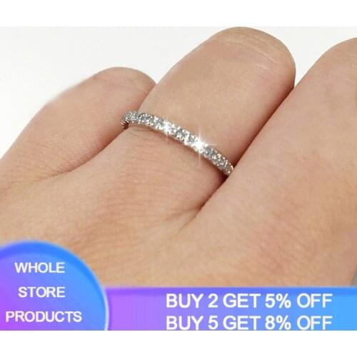 100% Original 925 Sterling Silver Engagement Wedding Jewelry Simple Geometric Round Single Stackable Finger Rings For Women R002