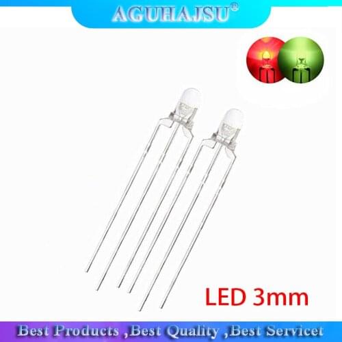 100pcs LED 3mm Round Diffused Red & Green two Color Common Anode LED Diode Light Emitting Diode