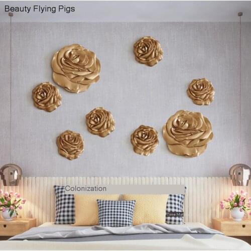 3D Resin Rose Wall sticker Painting Craftsmanship For Wall Living Room Bedroom Tv Background Wall Decoration For Home Decoration