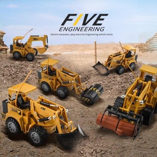 5 in 1 1:18 RC Car Truck Excavator Bulldozer Caterpillar Felling Machine Pace Car Tractor Engineering Vehicle Kids Toys Gifts