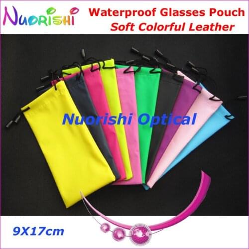 50pcs Many Fresh Colors Mixed Waterproof Leather Sunglass Eyeglass Glasses Spectacle Soft Pouch Bag Case CP027 free shipping
